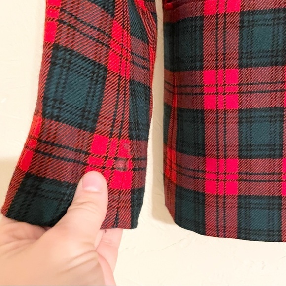 VINTAGE Carlisle Red Green Classic Plaid Tartan Button Front Blazer Women’s 6 - Picture 8 of 9
